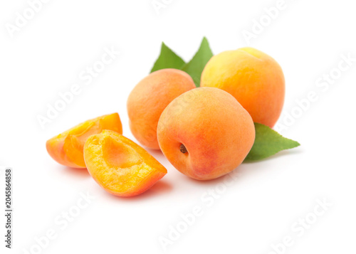 Apricots fruit with leaves