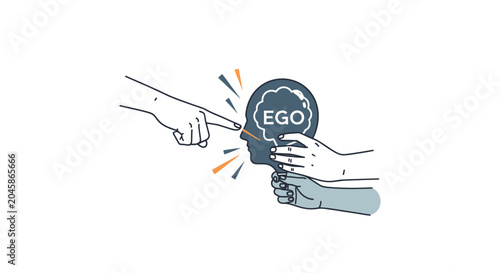 Foto Hands fighting over ego concept.