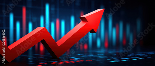 Abstract arrow red arrow upward trend growth chart rising line financial growth digital graph stock market business success data analysis