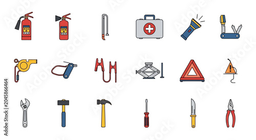 Car Emergency Kit Icons
