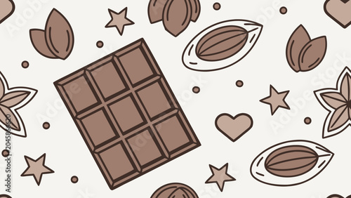 Chocolate, brown, sweet treats, dessert elements, vector icons