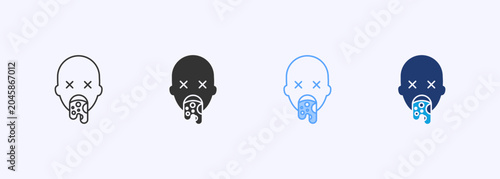 Foto Vomiting Icon Set Multiple Style Collection Illustration