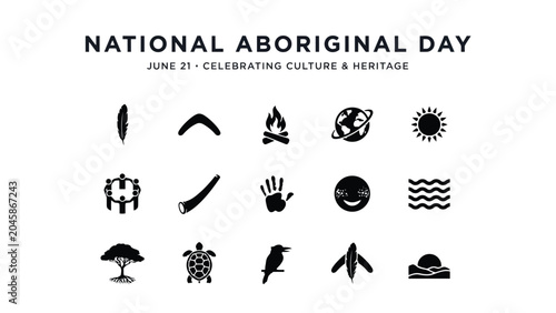 Obraz na płótnie National aboriginal day icons showing indigenous heritage culture and community symbols