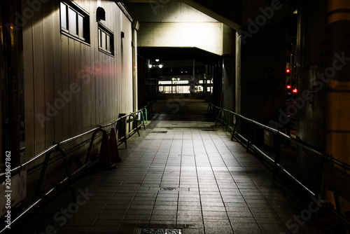 Konstfotografi Quiet urban passageway illuminated at night