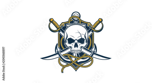 Foto Pirate skull with crossed swords.