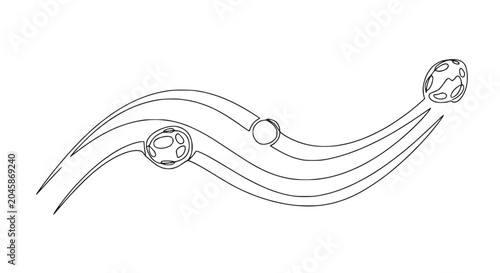 Slika na platnu Abstract Cosmic Wave with Celestial Bodies, Minimalist Line Art