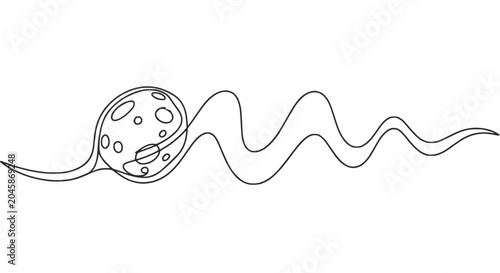 Photos Abstract single line drawing of sperm cell approaching ovum, science concept
