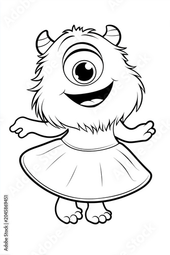 Easy preschool coloring page for kids with cute baby monster princess