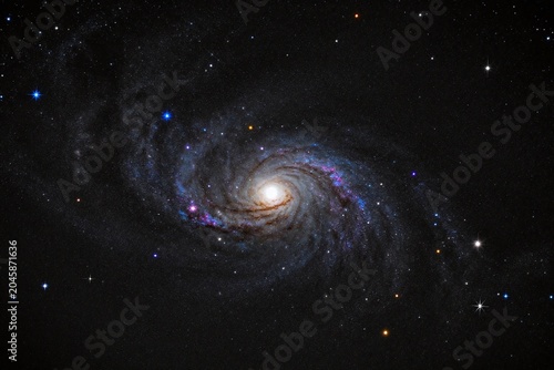 A cluster of stars in the night sky. 