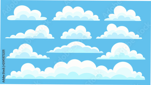 White clouds against a blue background a vector illustration