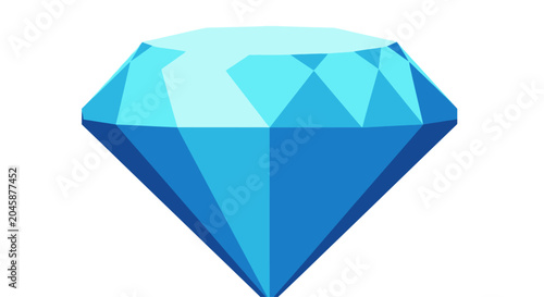 Canvastavla Brilliant Blue Diamond Gemstone Isolated on White Background