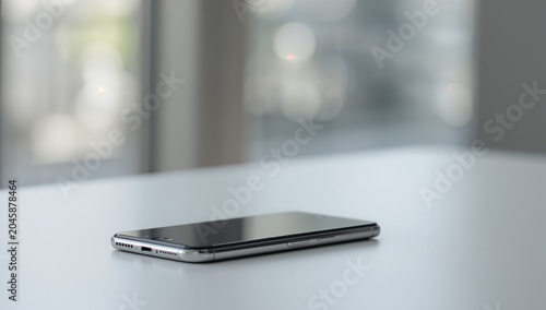 Smartphone Mockup on Blurred Background with Copy Space