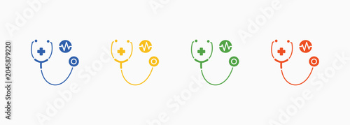 Foto Stethoscope Icon Set Color Multiple Style Collection Illustration
