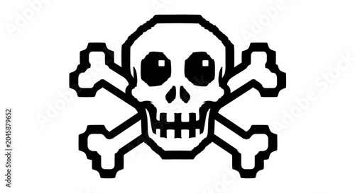 Foto Skull and Crossbones Icon: Danger, Poison, Pirate Symbol, Warning Sign