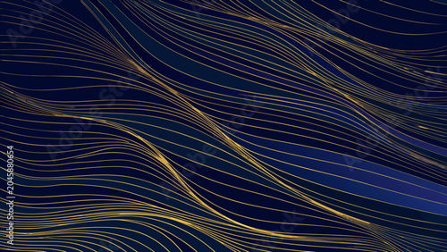 Foto Wavy lines pattern with gold and dark blue coloration