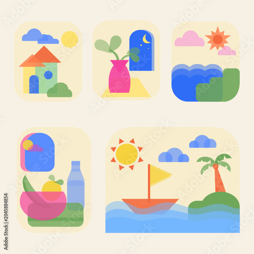 summer beach risograph set collection