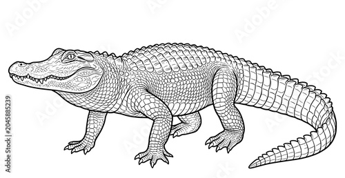 Canvas-taulu Realistic alligator coloring page with detailed reptile outline illustration for