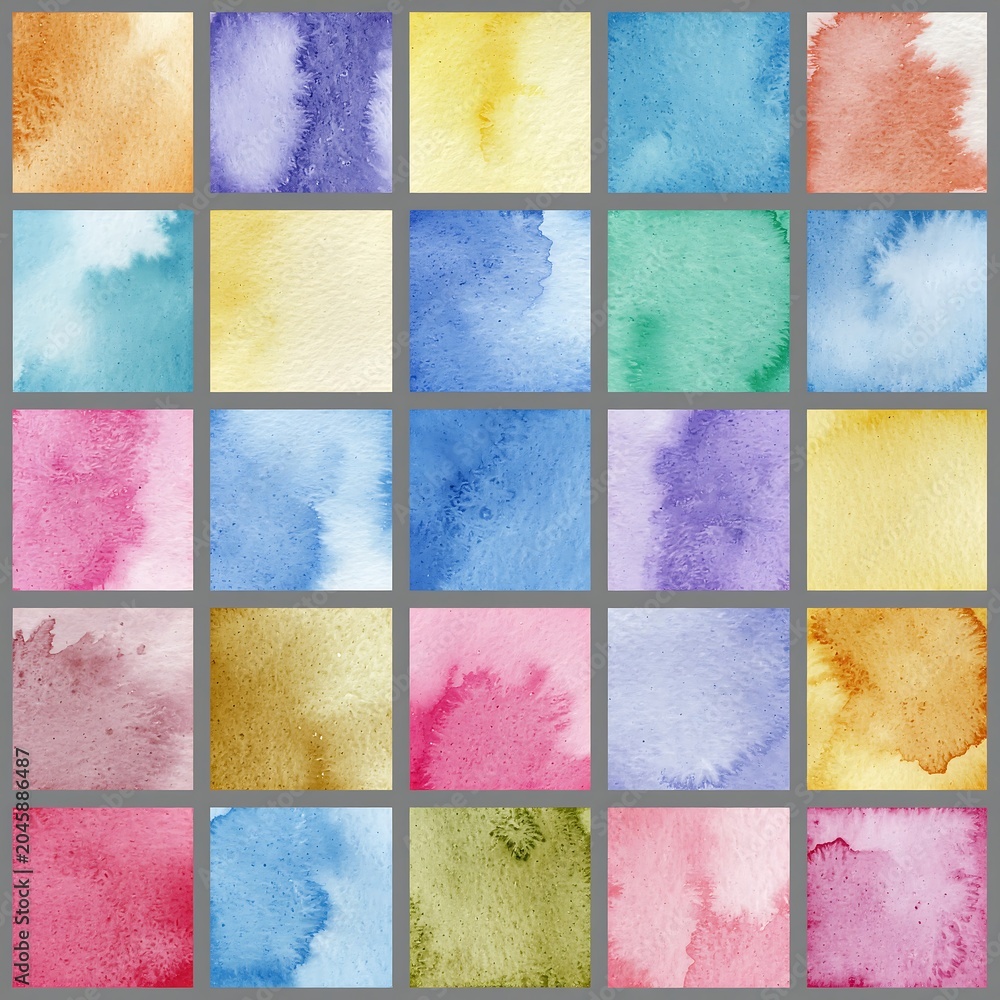 Fototapeta premium Vibrant Watercolor Texture Swatches Collection
