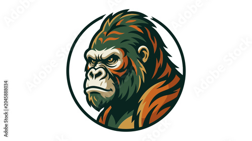 Photography Fierce Gorilla Head Logo - Wild Animal Mascot Emblem