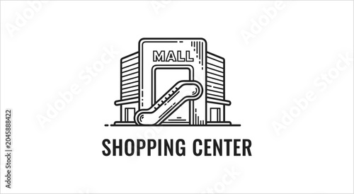 Foto Modern Shopping Center Building with Escalator Entrance.