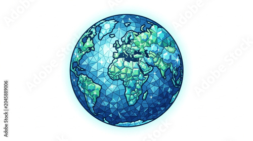 Εκτύπωση καμβά Stylized illustration of planet Earth showing continents and oceans