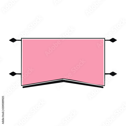 Pink banner with black accents on transparent background