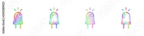 Multicolored sketch led icon design set