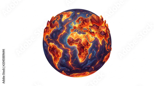 Canvas-taulu Planet Earth engulfed in flames and lava.
