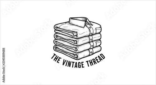 Hand-drawn illustration of a stack of folded vintage shirts.