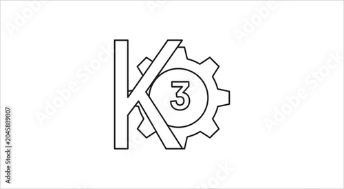 Industrial Gear Symbol with Letter K and Number 3.