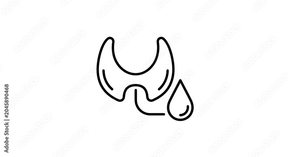 Fototapeta premium Thyroid gland icon with drop, medical symbol, endocrine system health care concept