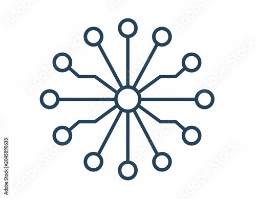 Hub and Spoke Network Diagram Outline Icon