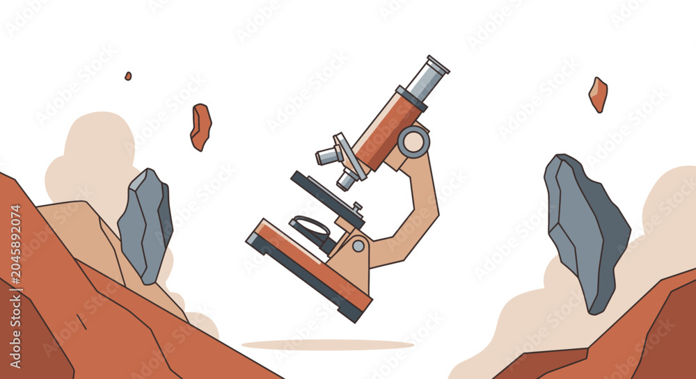 Photos Microscope floating in space, science concept