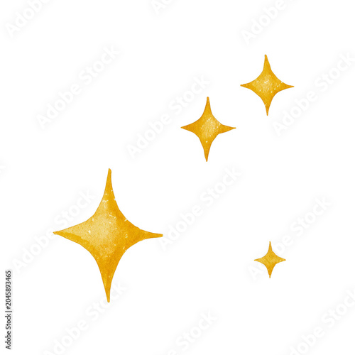 Golden Sparkles and Stars on White Background