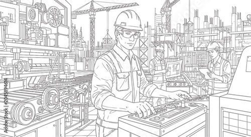 Man in hard hat working machinery.