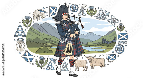 Man in Traditional Scottish Highland Wear.