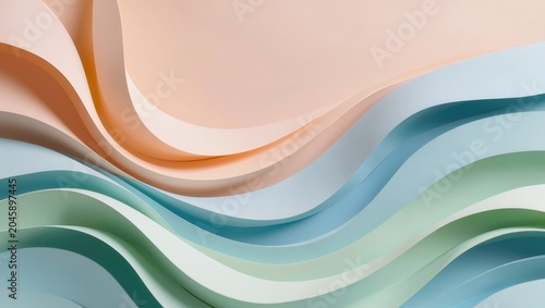 Vibrant Abstract Wave Design with Soft Curves in Pastel Colors for Art and Background Use