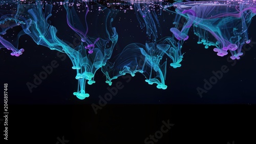 Neon Lights and Smoke Effect with Colorful Purple and Blue Swirls