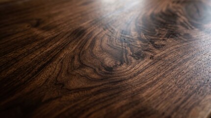Macro Photography Rich Dark Walnut Wood Grain With Polished Reflective 