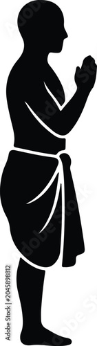 Tableau sur toile Silhouette vector of a person praying in traditional cultural style design