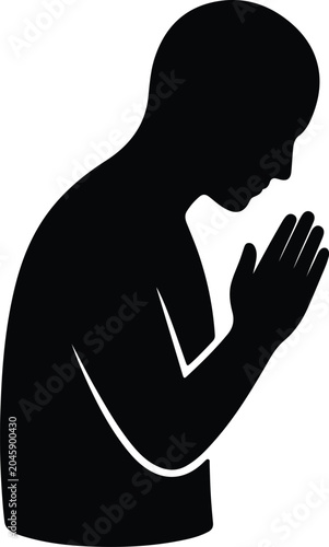 Valokuva Silhouette vector person with hands pressed in prayerful meditative design