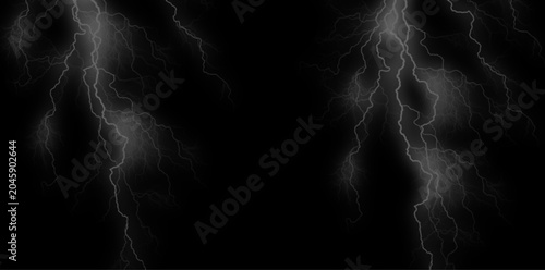 Lightning storm background with electric flashes, dark night sky