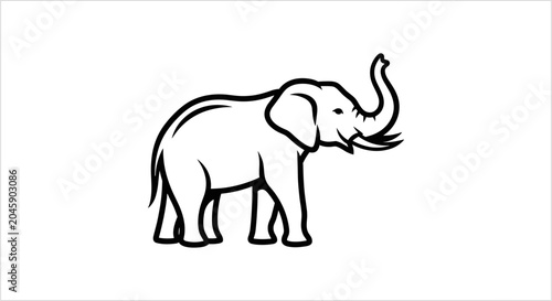 Foto Simple Line Art Illustration of an Elephant.