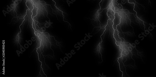 Lightning bolts on black background, electric storm