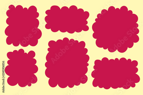 Scalloped Organic Label Shapes Vector Set. Hand Drawn Blob Frames and Decorative Badge Elements for Branding, Packaging and Graphic Design