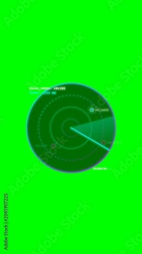Aerospace Satellite Tracking Interface and Radar Display on Chroma Key Green Screen
