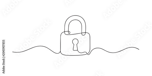 Fotografie One line drawing of closed padlock icon