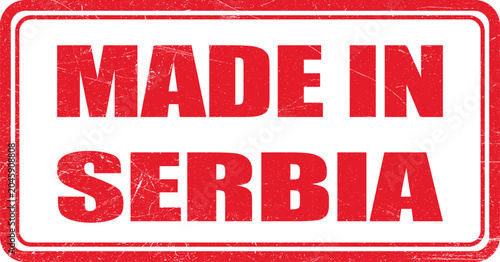 Schilderij op canvas Made in Serbia - Grunge Stamp with Red Border and Text