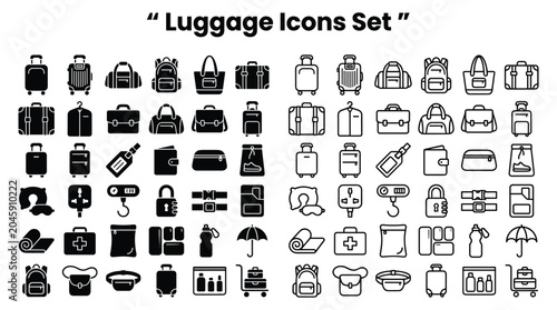 Canvastavla A collection of various luggage icons set for travel and tourism purposes