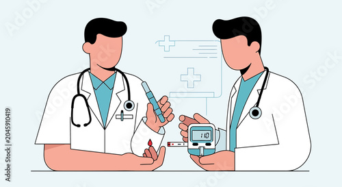 Doctor checking blood sugar level with glucose meter, diabetes test, medical concept